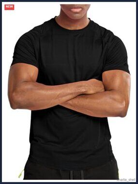 Mens Quick Dry Moisture Wicking Athletic Workout T-Shirt Short Sleeve Gym